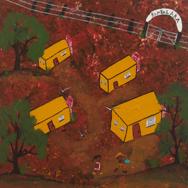 Uncle Leon, Yorta Yorta/Dja Dja Wurrung peoples, Old Rumbalara Settlement 2022, acrylic on canvas, 30 x 30 cm.